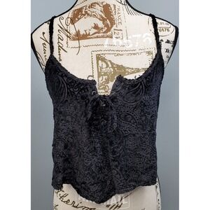 Killstar Cosmic Certainty Velvet Tank Top Women S Black Paisley Adjustable Strap